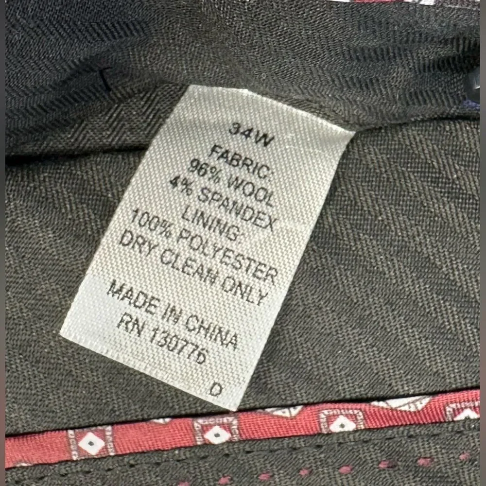 Giles & Jasper Navy Blue Wool Dress Pants, Men's 34W NWOT Raw Hem,